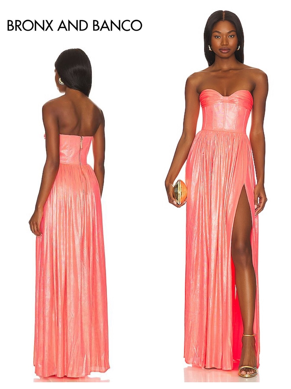 BRONX & BANCO Florence Strapless Neon Pink Gown